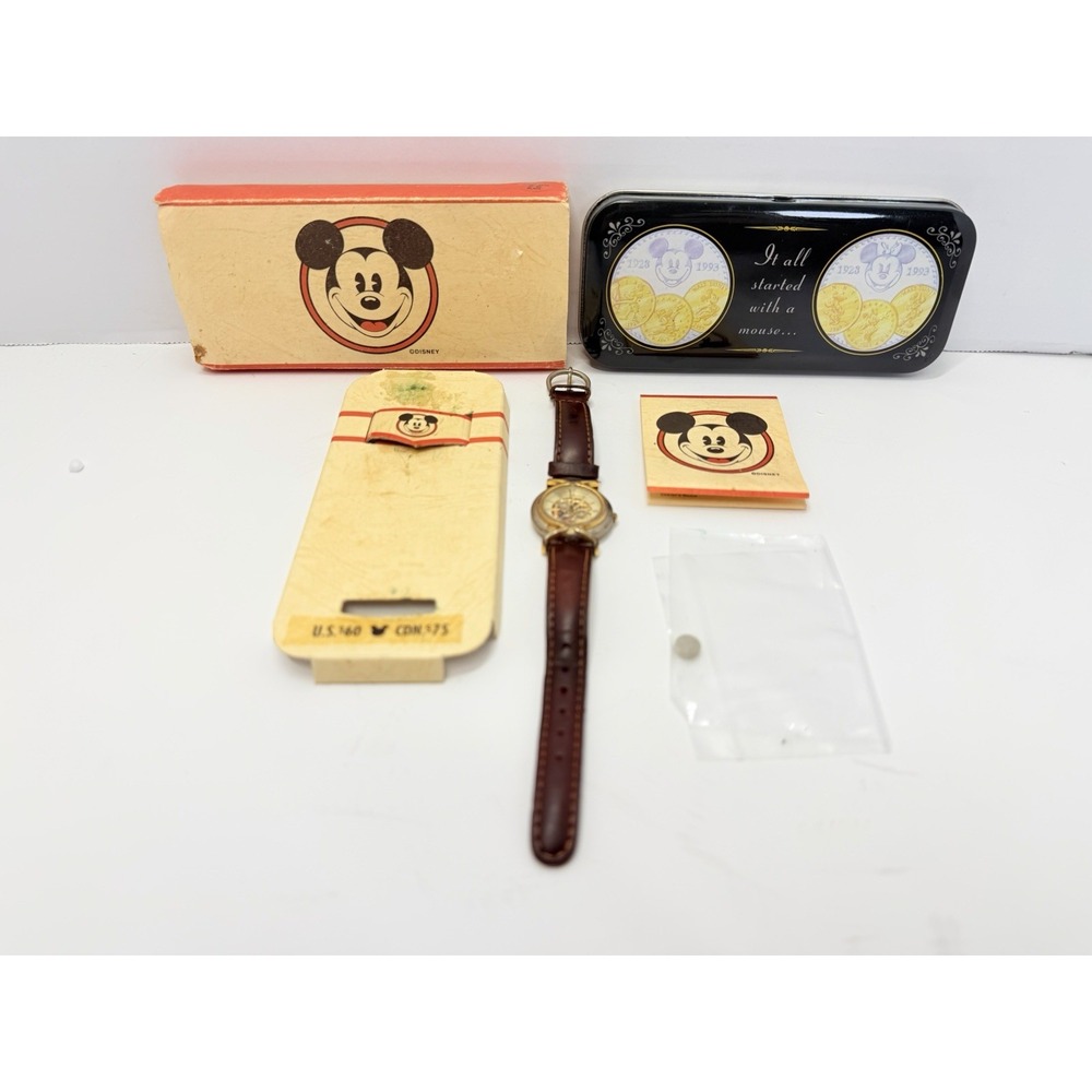 Vintage 1993 Disney Mickey Mouse 65th Anniversary Watch DC-63 Box Untested